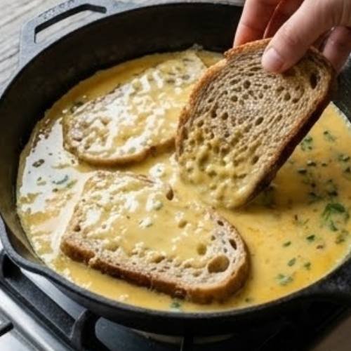 Step 5: Dip and Place Your Bread